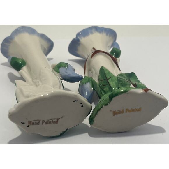 VTG/MCM Holley Ross Distinctively China Flower Bud Vases, Set of 2, Hand Painted - Picture 3 of 5